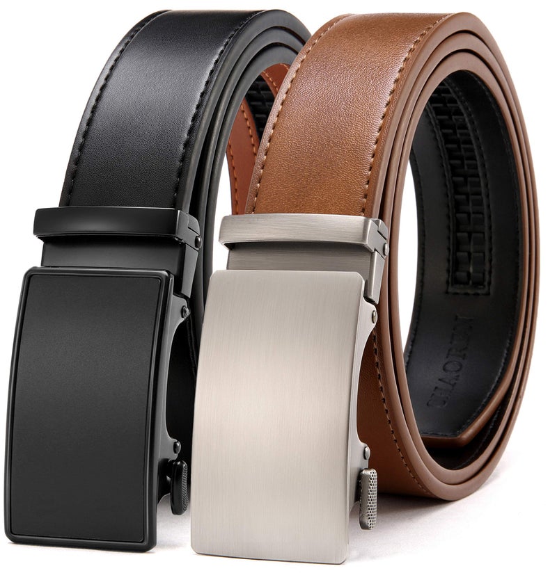 CHAOREN Leather Ratchet Belt Men 2 Pack - Customizable Fit, Effortless Style (35mm) - Image 1